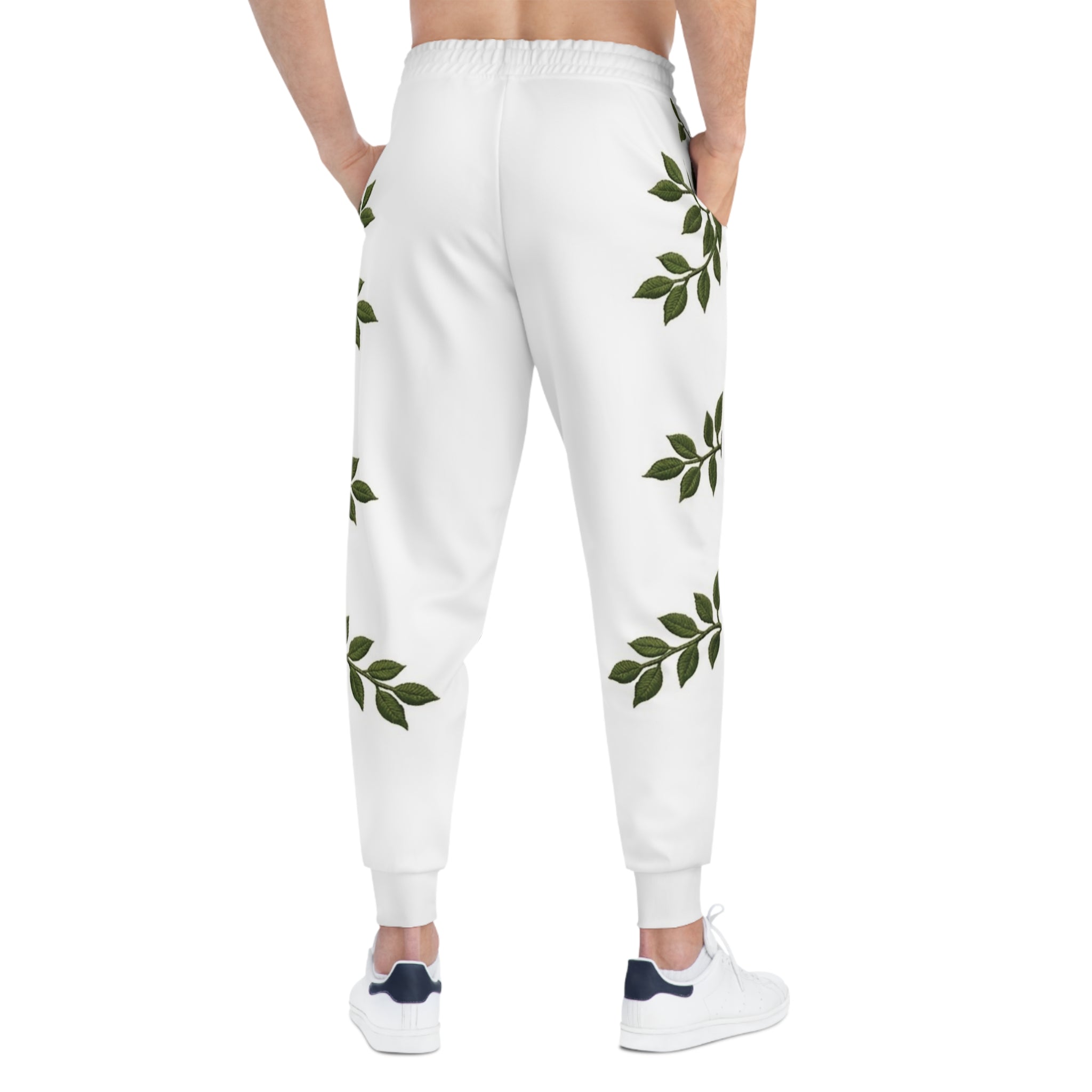 Japanese Peace Kanji Joggers — Floral White Athletic Sweatpants