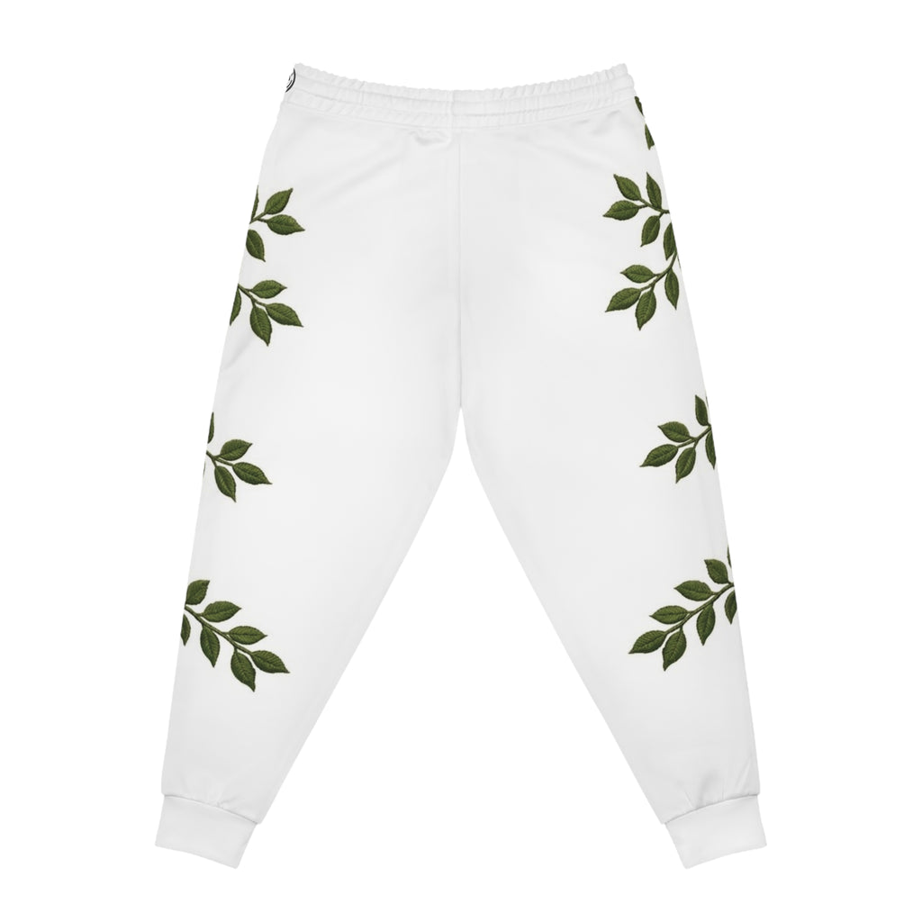 Japanese Peace Kanji Joggers — Floral White Athletic Sweatpants