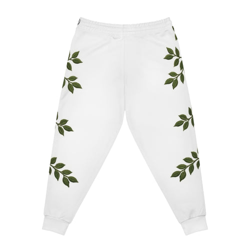 Japanese Peace Kanji Joggers — Floral White Athletic Sweatpants